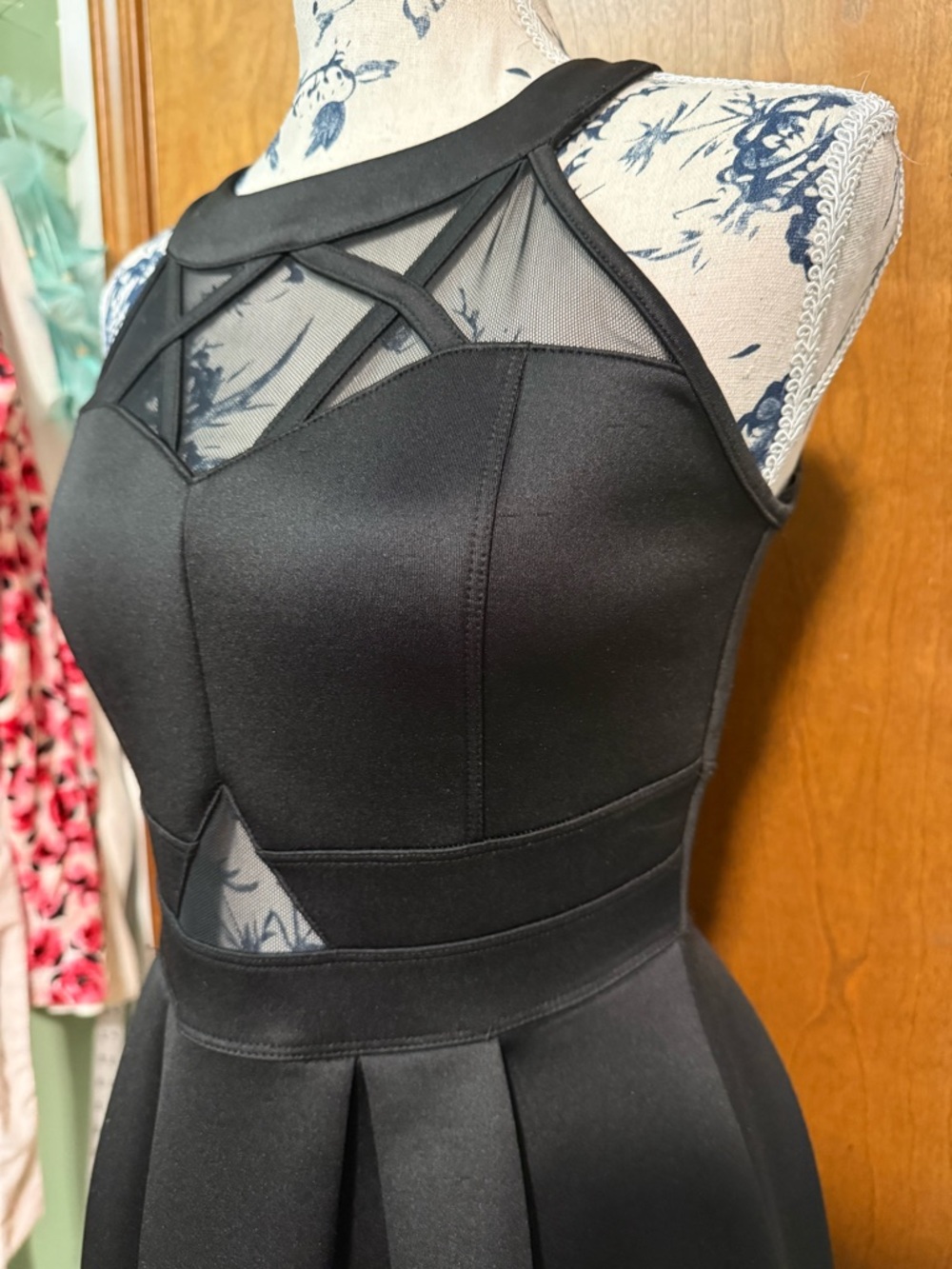 Black Mesh Detail Fit-and-Flare Dress (medium) Sweet Storm - Picture 2 of 11